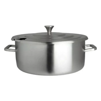 Creations Chafer Round Soup Brushed Stainless L 15" W 12 1/2" H 5 1/4" - 5 1/2 Qt -