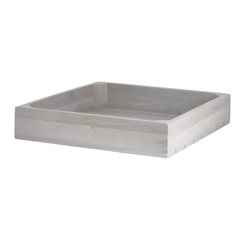 D.W.Haber Fusion Buffet Grey Wash Teak Square Flat Basket L W 14"