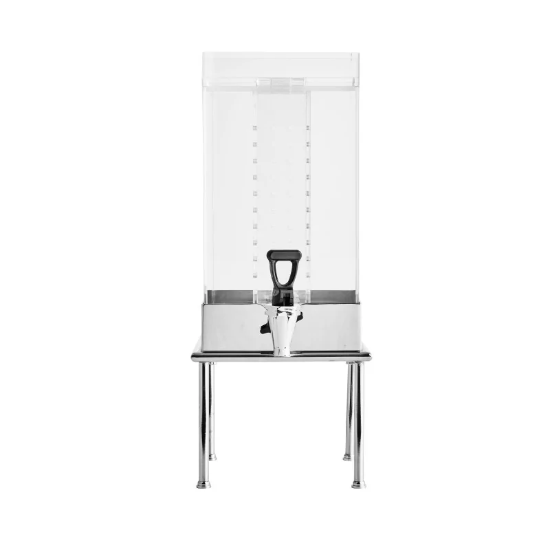 Creations Modern Square Juice Dispenser With Stainless Steel Stand L 10 1/2" W 8 1/2" H 20 3/8" - 8 Qt -