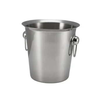 GenWare Stainless Steel Wine Bucket W/Ring Handles D 8" H 7 5/8"