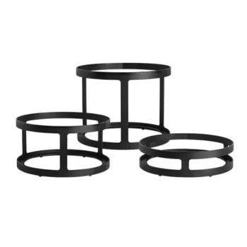 MyGlassStudio Display Risers Frames D 8 1/2" Set Of 3 In 3 Heights: H 6 5/8", 4 3/8", 2 3/8" L Mid Modern Black