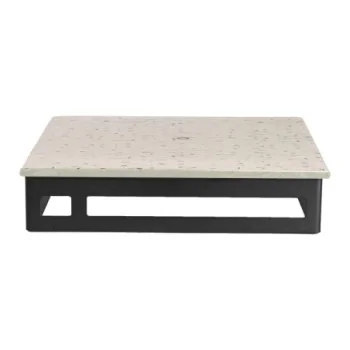 MyGlassStudio Square Metal Stand L Mid Modern Black L W 10 3/8" H 2 1/8"