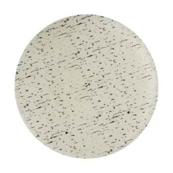 MyGlassStudio Flat Cake Plate Mid Modern Cream/Dark Grey D 13" H 3/8"