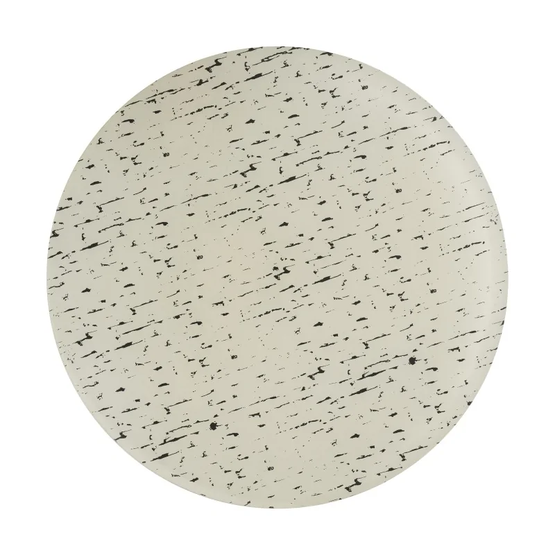 MyGlassStudio Flat Cake Plate Mid Modern Cream/Dark Grey D 13" H 3/8"