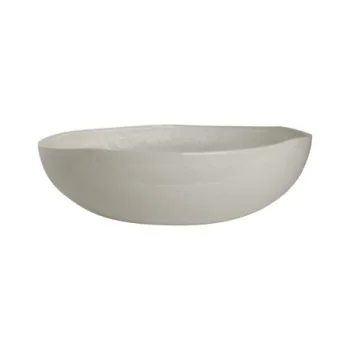 MyGlassStudio Serving Bowl Mid Modern Solid Cream D 11 1/2" H 3 5/8" - 3 1/2 Qt -