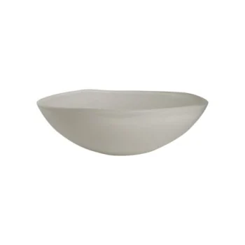 MyGlassStudio Serving Bowl Mid Modern Solid Cream D 10 1/4" H 3 3/8" - 2 1/4 Qt -