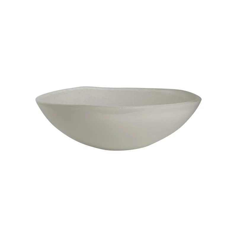MyGlassStudio Serving Bowl Mid Modern Solid Cream D 10 1/4" H 3 3/8" - 2 1/4 Qt -