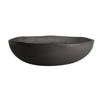 MyGlassStudio Serving Bowl Mid Modern Solid Grey D 11 1/2" H 3 5/8" - 3 1/2 Qt -