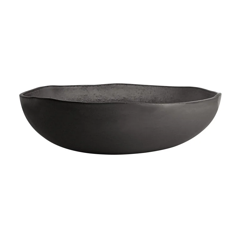 MyGlassStudio Serving Bowl Mid Modern Solid Grey D 11 1/2" H 3 5/8" - 3 1/2 Qt -