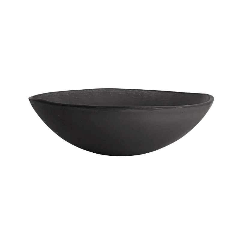 MyGlassStudio Serving Bowl Mid Modern Solid Grey D 10 1/4" H 3 3/8" - 2 1/4 Qt -