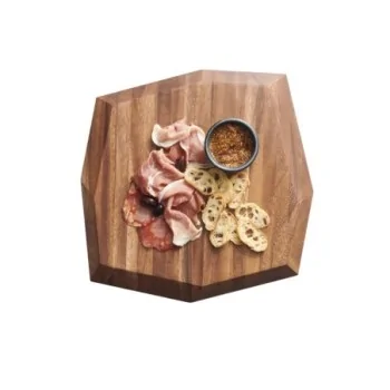 Creations Acacia Square Faceted Board L W 15" H 2"
