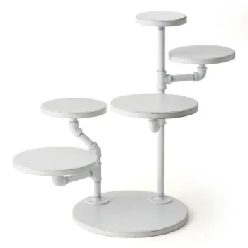 Creations Display Stand D 14" H 24 1/4" Gun Metal Pipes Weathered White Wood