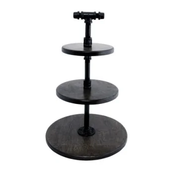 Creations 3-Tier Stand - 14", 10", 8" Platforms D 14" H 20 3/4" Ebony