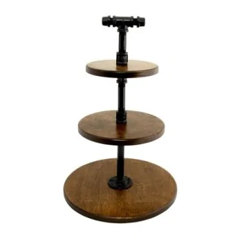 Creations 3-Tier Stand - 14", 10", 8" Platforms D 14" H 20 3/4" Chestnut