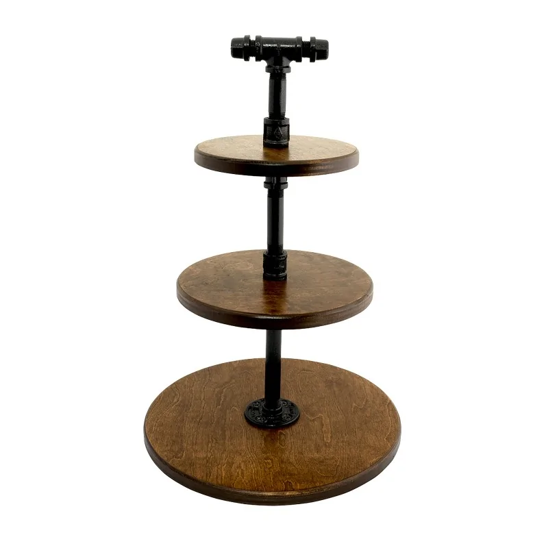 Creations 3-Tier Stand - 14", 10", 8" Platforms D 14" H 20 3/4" Chestnut