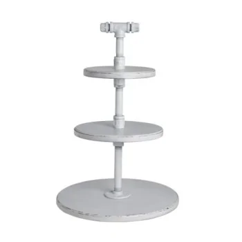 Creations 3-Tier Stand - 14", 10", 8" Platforms D 14" H 20 3/4" Aged White