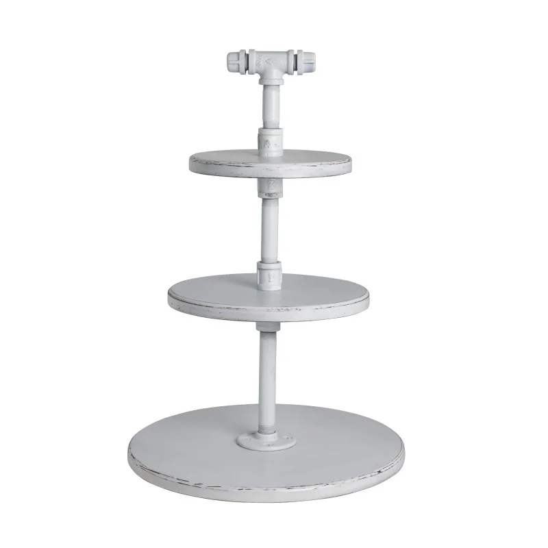 Creations 3-Tier Stand - 14", 10", 8" Platforms D 14" H 20 3/4" Aged White