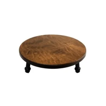 Creations Platform Stand With Pipe Legs D 14" H 4 3/4" Chestnut