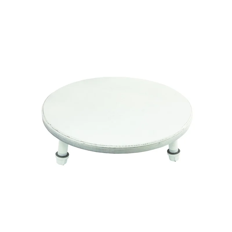 Creations Platform Stand With Pipe Legs D 14" H 4 3/4" Aged White