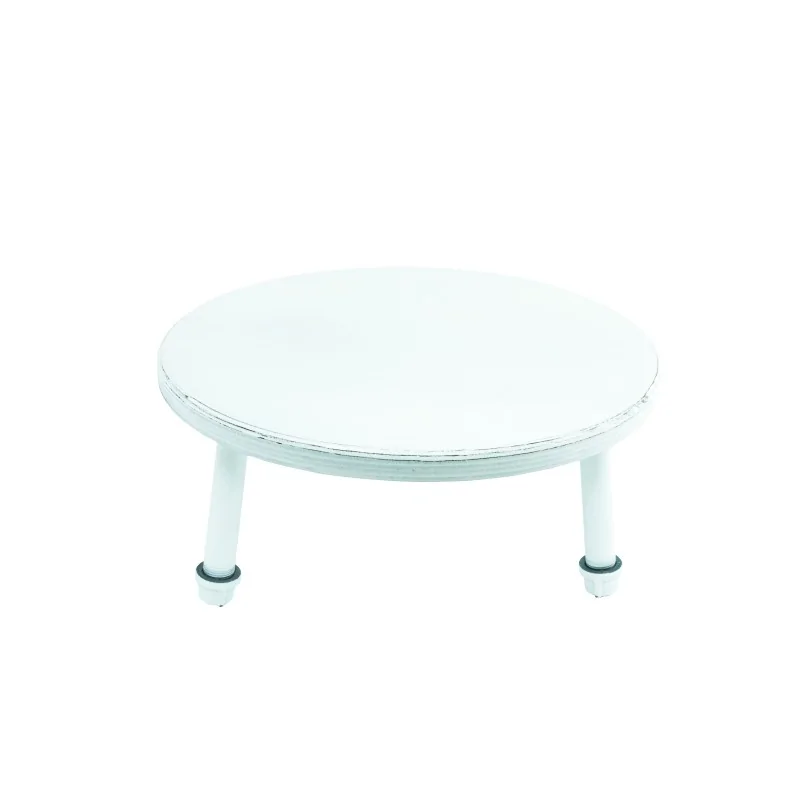 Creations Platform Stand With Pipe Legs D 14" H 6 3/4" Aged White