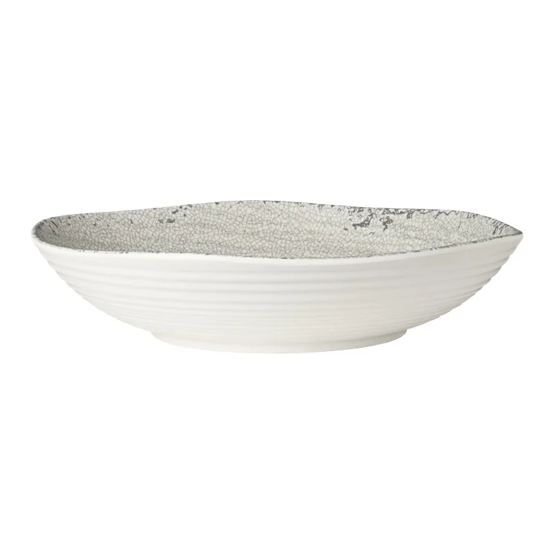 Creations Stone Large Round Shallow Melamine Bowl D 14 1/8" H 2 5/8" - 1 Gal -