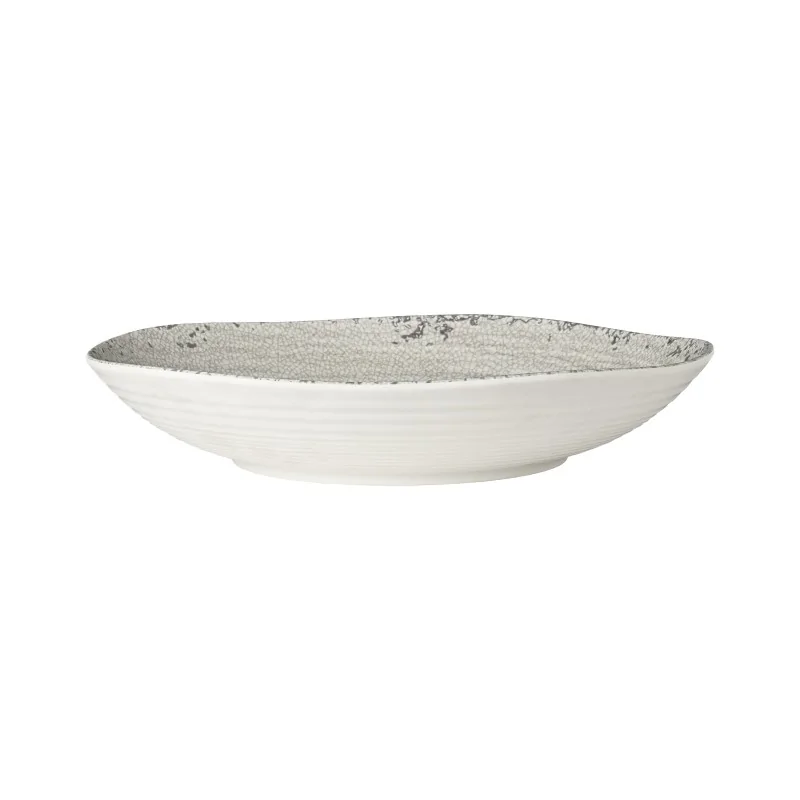 Creations Stone Medium Round Shallow Melamine Bowl D 11 3/4" H 2 5/8" - 2 5/8 Qt -
