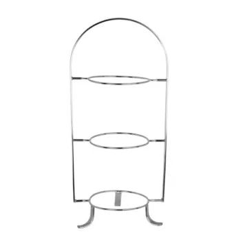 Steelite 3-Tier Tea Stand Small L 7 1/2" W 5" H 16" Stainless Steel Fits 6 1/2" Plates