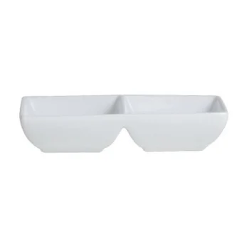 Varick DW A La Carte Double Well Rectangle Tray 5 3/4'' x 2 7/8'' x 1 1/8'' (2 Oz Each Well) A La Carte - Pack of 12