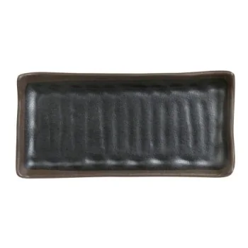 Delfin Melamine Grey Stone Plate Rectangular 10 1/4'' x 4 7/8'' x 3/4'' Grey Stone