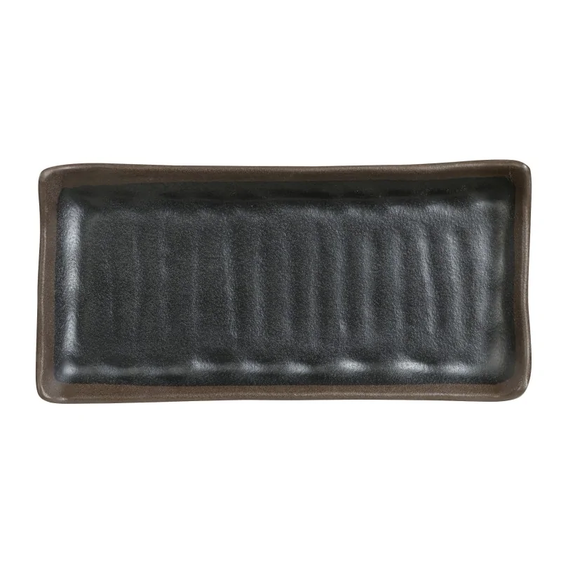 Delfin Melamine Grey Stone Plate Rectangular 10 1/4'' x 4 7/8'' x 3/4'' Grey Stone Delfin Melamine Grey Stone Plate Rectangular 10 1/4'' x 4 7/8'' x 3/4'' Grey Stone