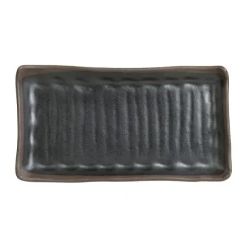 Delfin Melamine Grey Stone Plate Rectangular 11 1/8'' x 5 7/8'' x 7/8'' Grey Stone