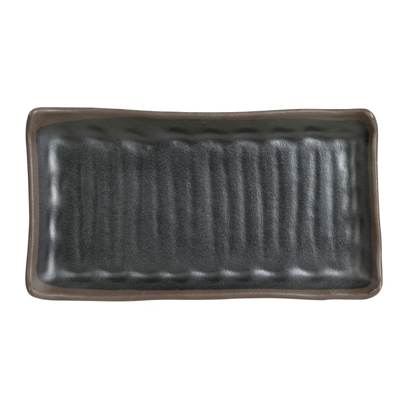 Delfin Melamine Grey Stone Plate Rectangular 11 1/8'' x 5 7/8'' x 7/8'' Grey Stone Delfin Melamine Grey Stone Plate Rectangular 11 1/8'' x 5 7/8'' x 7/8'' Grey Stone