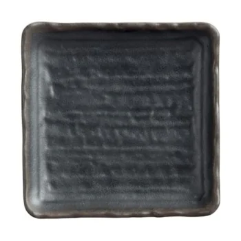 Delfin Melamine Grey Stone Plate Square 7'' x 1 1/4'' Grey Stone
