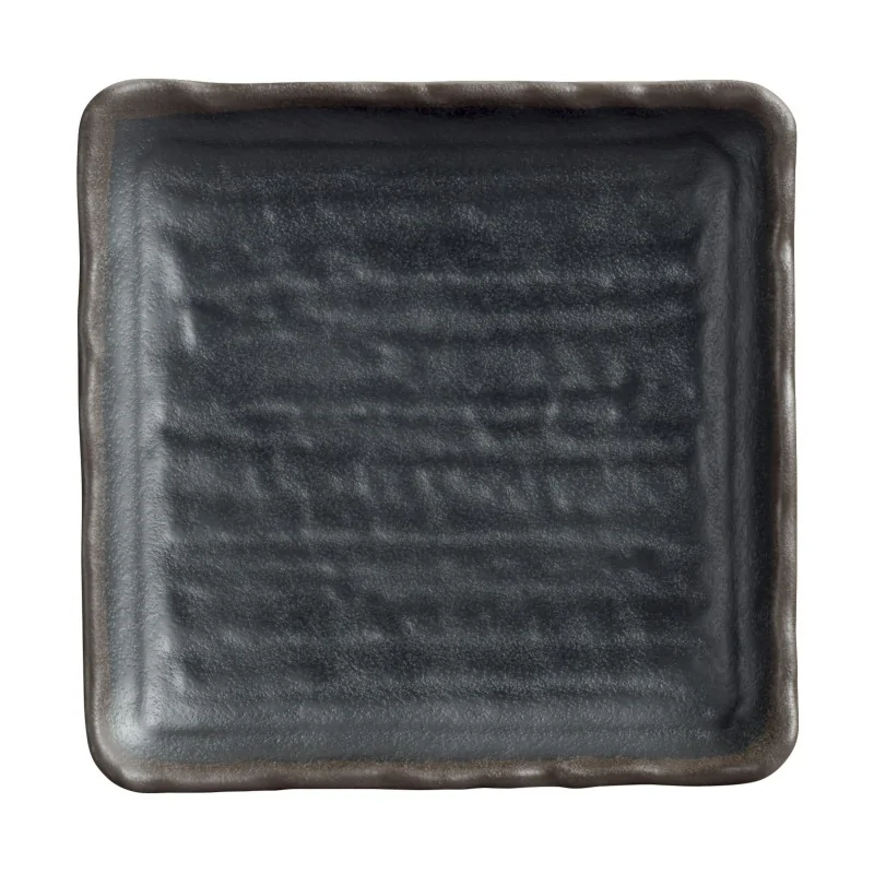 Delfin Melamine Grey Stone Plate Square 7'' x 1 1/4'' Grey Stone Delfin Melamine Grey Stone Plate Square 7'' x 1 1/4'' Grey Stone