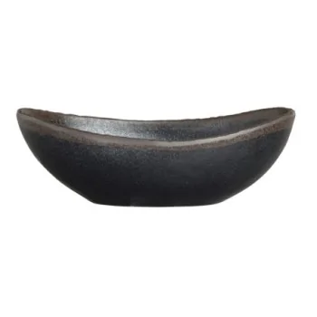 Delfin Melamine Grey Stone Bowl Small Oval 6 1/2'' x 4'' x 2 1/4'' (10 Oz) Grey Stone