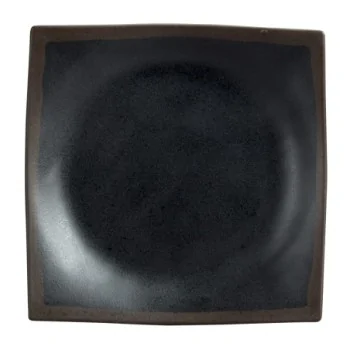 Delfin Melamine Grey Stone Plate Square 9 1/4'' Grey Stone