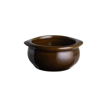 Diversified Ceramics Laredo Brown Onion Soup Bowl Tab Handles 4 3/4'' x 4 1/4'' x 2'' (7 Oz) Laredo Brown - Pack of 24