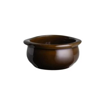 Diversified Ceramics Laredo Brown Onion Soup Bowl Tab Handles 5'' x 4 1/2'' x 2 1/4'' (12 Oz) Laredo Brown - Pack of 24