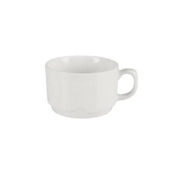Diversified Ceramics Polar White Stacking Latte Cup 5 1/4'' x 4 1/4'' x 2 1/2'' (16 Oz) Polar White - Pack of 24