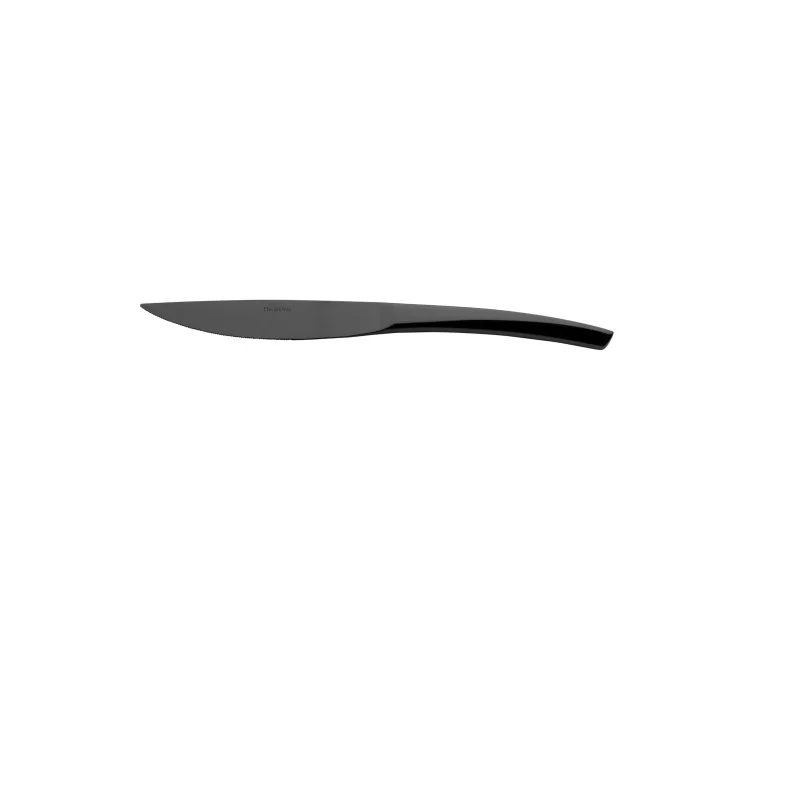 Degrenne Xy Black Miroir Stainless Steel Table Knife Solid Handle Serrated 233 mm - 9 ''3/16 - Pack of 12