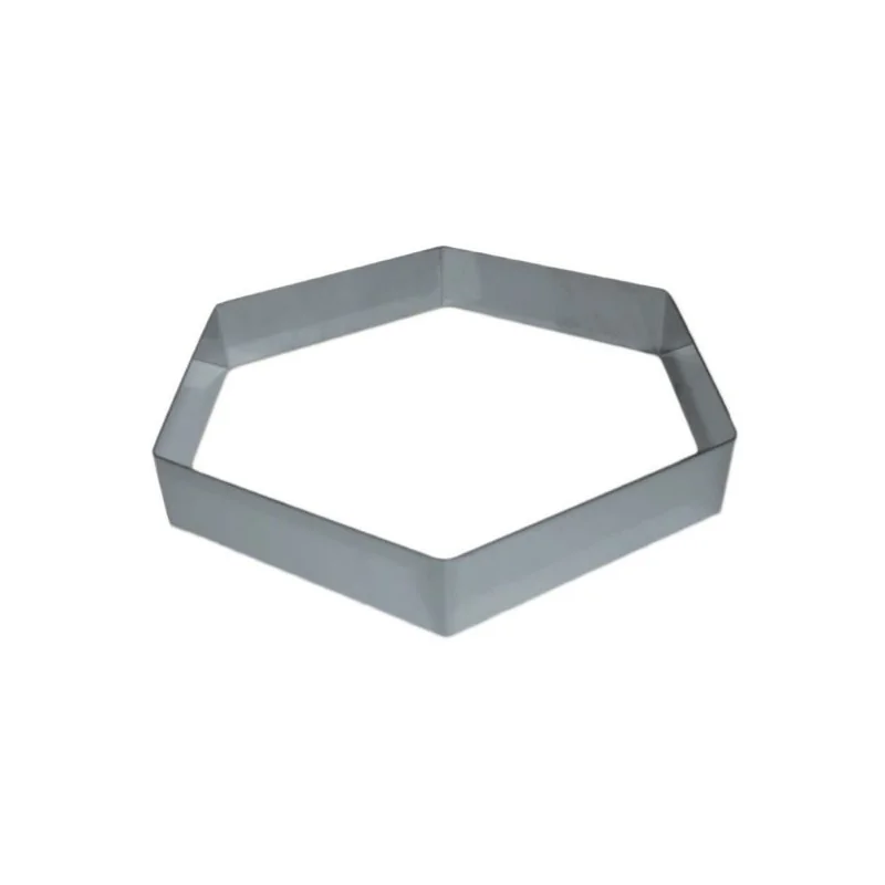 Professional Stainless Steel Hexagonal Mousse Ring - Ø 200 mm x h 45 mm Professional Stainless Steel Hexagonal Mousse Ring - Ø 200 mm x h 45 mm