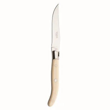 Degrenne Laguiole Stainless Steel Laguiole Steak Knife Ivory Color Steel Bolster 230 mm - 9 ''1/16 - Pack of 6