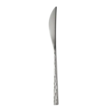 Degrenne Fuse Martele Stainless Steel Table Knife Solid Handle Serrated 215 mm - 8''7/16 - Pack of 12