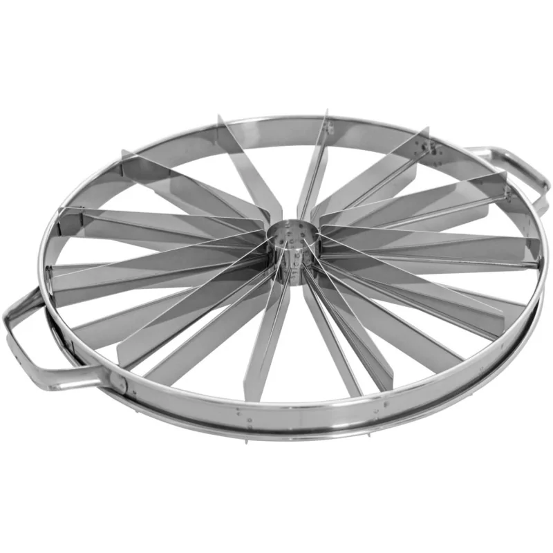 Stainless Steel Double-Sided Cake Cutting Divider with 2 Side Handles - 12/14 Slices - 330mm diameter x h 55 mm Stainless Steel Double-Sided Cake Cutting Divider with 2 Side Handles - 12/14 Slices - 330mm diameter x h 55 mm