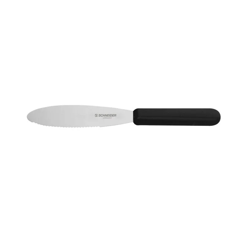 Serrated Spreading and Buttering Knife with Black Handle - 90mm