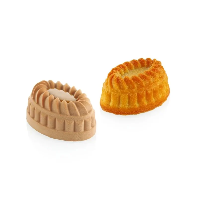 Silikomart Professional Pleincoeur Oval 145 Single Portion Pastry Mold - 124 mm x 84 mm x h 43 mm - 145ml - 6 cavity Silikomart Professional Pleincoeur Oval 145 Single Portion Pastry Mold - 124 mm x 84 mm x h 43 mm - 145ml - 6 cavity