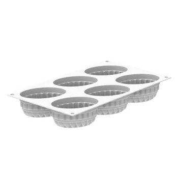 Silikomart Professional Pleincoeur Oval 145 Single Portion Pastry Mold - 124 mm x 84 mm x h 43 mm - 145ml - 6 cavity