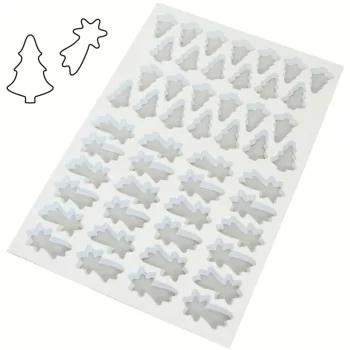 Plastic Fir Trees and Comets Cutting Sheet - 80 / 66 mm - 50 indents