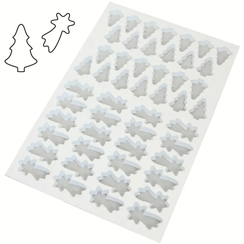 Plastic Fir Trees and Comets Cutting Sheet - 80 / 66 mm - 50 indents