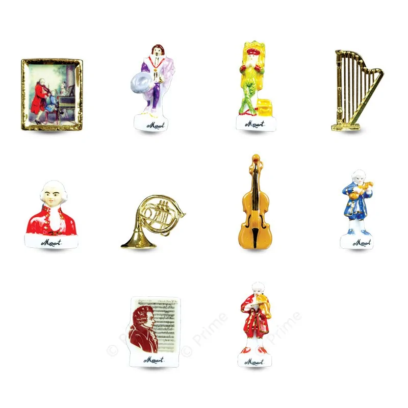 Prime Premium Assorted Galette des Rois Feves King Cakes Charms - Prodigious Mozart Collection - Pack of 100